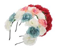 PACKOVE 3pcs Floral Crown Headband Bridal Headdress Wedding Hair Accessory Elegant Mexican Flower Hair for Bride Bridesmaids Photo Prop Random Color