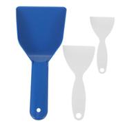 PACKOVE 3pcs Ice Remover Scoop Set for Freezer and Refrigerator, Plastic Ice Scraper with Large Blue Shovel, Medium and Small White Defrosting Tools for Frost and Snow Removal