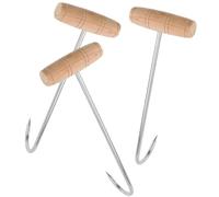 PACKOVE 3pcs Metal Shoe Lifters Pull on Aid Tool Stainless Steel Wood Material Rational Curvature Design High-Class Style Suitable for Adults