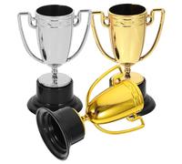 PACKOVE 3pcs Mini Sports Trophy Set - Gold, Silver Bronze Plastic Award Decorations - Small Lightweight Trophy Props for Party, Competition Stage Performance Display