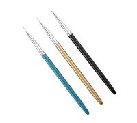 PACKOVE 3Pcs Nail Art Brush with Metal Handles Ultra Thin Tip Detail Paint Brushes for Fine Lines and Patterns Durable DIY Manicure Tools Gold Black and Blue