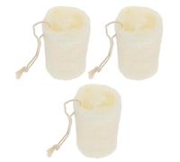 PACKOVE 3pcs Natural Organic Loofah Sponges with Lanyard Exfoliating Body Scrubbers for Bathing and Kitchen Cleaning Gentle Silky Texture Rich Softened with Warm Water for and Practical