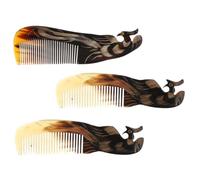 PACKOVE 3pcs Natural Ox Horn Comb Comfortable Hair Massage Tool for Scalp Circulation with Anti-Static Properties Handmade Multi-Purpose Comb for Relaxation and Gift Giving