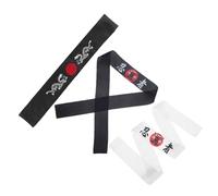 PACKOVE 3pcs Ninja Karate Warrior Headband Set Japanese Hachimaki Cotton Sports Headband for Cooking Cosplay and Party Accessories in Black and White with Black Dragon Design