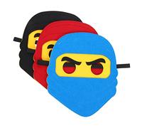 PACKOVE 3Pcs Ninja Themed Masks with Elastic Band PU Foam Party Cosplay Masks for Childrens Masquerade and Costume Events Includes Red Blue Black Pirate Eye Patch Design