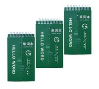 PACKOVE 3pcs Portable English Vocabulary Notepad Set Loose-leaf Pocket, Green Cover, Vocabulary Practice and Study Memo Book for Students and Teachers