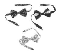 PACKOVE 3pcs Pre-tied Piano Theme Bow Ties for Men Music Note Bowtie with Polyester Comfort for Weddings Parties Halloween and Festival Wear