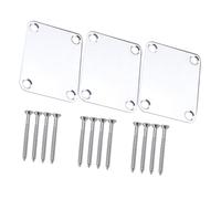PACKOVE 3pcs Silver Metal Guitar Neck Plates with Screws for Bass Guitar Neck Joint Strength Connecting Board Ergonomic Design Easy to Use