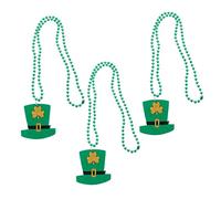 PACKOVE 3pcs St Patricks Day Shamrock Necklace Creative Beaded Pendants for Irish Accessories Lightweight Charming Costume Jewelry for Women and Men Party Celebration