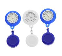 PACKOVE 3pcs Stretchable Silicone Nurse Pocket Watch Unisex Round Design for Doctors Nurses Precision Movement Long-Lasting Use Black Light Blue White
