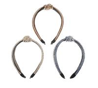 PACKOVE 3Pcs Wide Knot Sequins Headbands with Glitter Rhinestones and Pearls for Women Bejeweled Padded Hairbands Elegant Hair Accessories for Daily Wear and Special Occasions