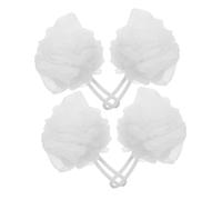 PACKOVE 4 Pack Bath Bouquet Sponges Exfoliating Shower Balls Soft Body Scrubbers for Women Men White