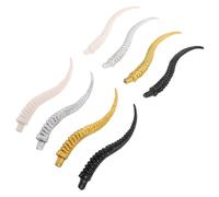 PACKOVE 4 Pairs Faux Animal Horns Plastic Antlers for DIY Hair Clips Costume Accessories Home Decor Art Projects Includes Faux Deer RAM Bull Horns in Gold Silver White Black
