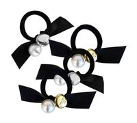 PACKOVE 4 Pcs Bow Tie Shaped Hair Scrunchies Colorful Elastics Pearl Ponytail Bobby Bows Little Accessories Ties Holder Wow Fabric