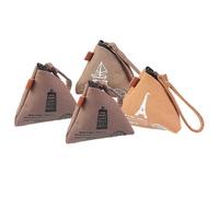 PACKOVE 4 Pcs Canvas Pouch Coin Purse Set for Women with Unique Pyramid Shape, Organize Lipstick and Headset, for Daily Use and Shopping