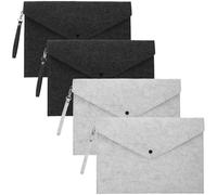 PACKOVE 4 Pcs Felt Folder A4 File Folders Snap Type Portable Felt Holder Easy Access No Loose Documents Simple Fashion Design Office School Use
