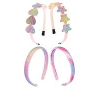 PACKOVE 4 pcs Gradient Rainbow Heart Star Headband Glitter Hairbands for Party Cosplay Lightweight Comfortable Hair Accessories