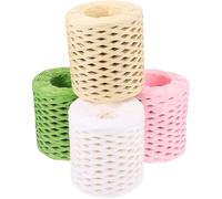 PACKOVE 4 Rolls Twine Strings Raffia DIY Ribbon Assorted Color Natural Feeling Versatile Usage Packing Accessory for Packaging and DIY Projects