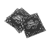PACKOVE 40Pcs Silver Foil Birthday Paper Napkins Disposable Serviettes for Elegant Party Table Decorations for Birthdays Weddings and Special Events Quality