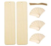 PACKOVE 40pcs Wooden Blank Bookmarks with Predrilled Holes for DIY Craft Projects, Rectangle Shape with Smooth Rounded Edges, for Graffiti and Christmas Decorations at Homes