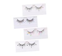 PACKOVE 4pairs Glitter Sequins False Eyelashes for Christmas Party Fake Lashes Butterflies and Flowers Sequins Lashes for Cosplay and Festive Occasions