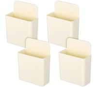 PACKOVE 4pcs Adhesive Wall Remote Holder Storage Box Set, Beige Controller Phone Holder for Ceiling Fan Remote and Mobile Phone, Wall Mounted Organizer for Home and Office