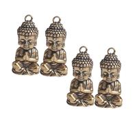 PACKOVE 4pcs Antique DIY Brass Charm Buddha-shaped Key Hanging Decoration with Flat Bottom, Creative Retro Style Space-saving Brass Craft Decor for Living Room and Dining Room