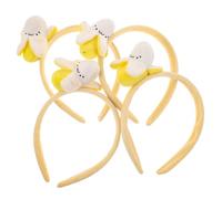 PACKOVE 4pcs Banana Headbands Plush Fruit Hair Hoop for Skincare Spa Makeup Reusable Soft Tropical Food Headwear for Women Cute Cartoon Yellow Banana Design for Halloween Christmas Parties
