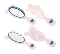 PACKOVE 4pcs Boys and Girls Hair Brush Set Detangling Comb, Styling Comb and Handheld Mirror, Small Cute Toddler Hairbrush for Girls, Portable Hair Grooming Kit for Daily Use