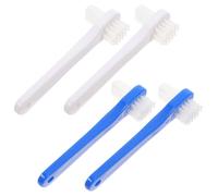 PACKOVE 4pcs Double-Head Denture Care Toothbrush Set for Adults, Small Size White and Blue, Double-Sided Teeth Cleaning Tool for Home Oral Hygiene