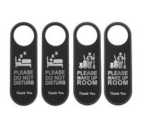 PACKOVE 4pcs Double-sided Pu Leather Do Not Disturb Door Tags for Hotel Room Door Hanging Signs with Make up Room Notification, Suitable for Hotel, Office, Bedroom Use