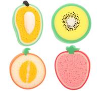 PACKOVE 4pcs Fruit-shaped Washing Sponges Convenient Scrub Sponges Thick Good Absorbency Assorted Colour for Dishwashing and Household Chores