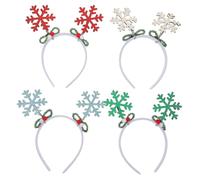 PACKOVE 4pcs Glitter Snowflake Hairbands Festive Holiday Headbands with Soft Fit for Xmas Party Decorations Winter Gatherings Costume Accessories