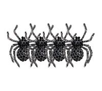 PACKOVE 4pcs Halloween Spider Brooch Set in Retro Style with Black Zinc Alloy and Rhinestone Material, Chic Appearance, Sturdy and Won't Fade, for Garments and Halloween Decoration