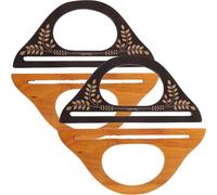 PACKOVE 4pcs Hand Carved Wooden Purse Handles Set, D-Shaped Wood Handle Grips for DIY Knitting Bags, Crochet Tote, Sewing Handbag Embellishments, Vintage Brown and Light Coffee Colors,