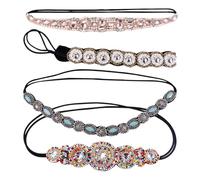 PACKOVE 4pcs Handmade Headband Rhinestone Crystal Diamond Headbands Lightweight Easy to Attach Won't Fall off Female Bride Fashionable Delicate Hair Accessories for Occasion