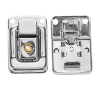 PACKOVE 4pcs Iron Locking Latch Clasp with Key for Jewelry Boxes Wooden Chests and Toolboxes, Silver Finish, Quick Access and Easy-to-use Design, Storage Solutions for Travelers