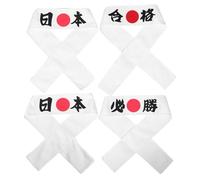PACKOVE 4pcs Japanese Hachimaki Headbands with Victory Prints for Boys Traditional Samurai Bandana for Karate Sports Exercise Cooking Team Spirit Enhancer and Chef Hair Tie