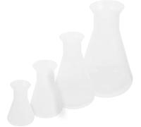 PACKOVE 4pcs Laboratory Erlenmeyer Flasks Set, Pp Conical Scientific Bottles 50ml 100ml 250ml 500ml, Chemistry Measuring Boiling Flasks for Lab Use