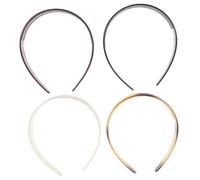 PACKOVE 4pcs Non-slip Toothed Hair Bands Wide Retro Striped Headbands for Women Flexible Resin with Burgundy Black Beige Tortoiseshell Colors Classic Skinny Vintage Hair Accessories