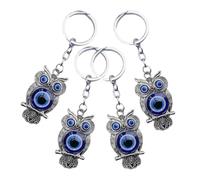 PACKOVE 4pcs Owl Ornament Keyring Zinc Alloy Evil Eye Pendant Decorative Keychain Charm for Boys and Girls Adults