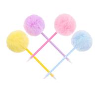 PACKOVE 4pcs Pom Pom Ballpoint Pens for Students, Fluffy Novelty Writing Pens in Pink Blue Yellow Purple, Set for School and Office Use