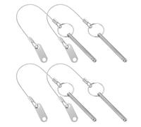 PACKOVE 4pcs Quick Release Marine Hardware Pin with Lanyard, Carbon Steel Ball Bearing Locking Safety Pin for Vehicle Equipment and Bimini Tops, Secure Spring Locking Design with Ring