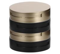 PACKOVE 4PCS Refillable Pressed Powder Containers Set Mirror, Double-Layer Compact Makeup Case 59mm Diameter, Matte Black and Gold, Suitable for Travel and DIY Concealer Palette