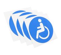 PACKOVE 4pcs Self Adhesive Disabled Wheelchair Stickers Pvc Weather Resistant Blue Decals for Property and Window Use, 5.12inch Sturdy Accessibility Signs