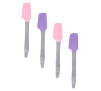 PACKOVE 4pcs Silicone Wax Spatula Set Multi-function Portable Waxing Sticks Household Hair Removal Tool for Face Body with Heat Resistant Protective Design in Purple and Pink