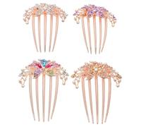 PACKOVE 4Pcs Sparkle Rhinestone Flower Hair Side Combs Vintage Floral Bridal Hair Accessories for Women Wedding Prom Christmas Party Durable Elegant Design