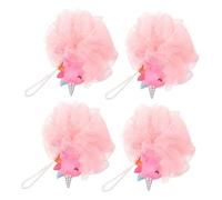 PACKOVE 4pcs Unicorn Bath Loofahs Soft Mesh Shower Sponge for Cartoon Animal Design Gentle Cleansing Bath Exfoliating Scrubber for Boys