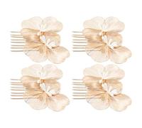 PACKOVE 4pcs Vintage Floral Side Hair Comb Wedding Bride Headpiece Gold Baroque Hair Accessories for Women for Bridal Updo
