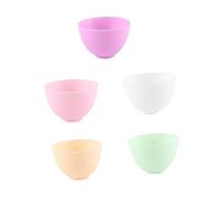 PACKOVE 5 Pcs Silicone Mixing Bowls for Home Use Odorless Drop Flexible Prep Bowls in White Yellow Purple Green Pink for Facial Mask Mixing and Ingredient Measuring
